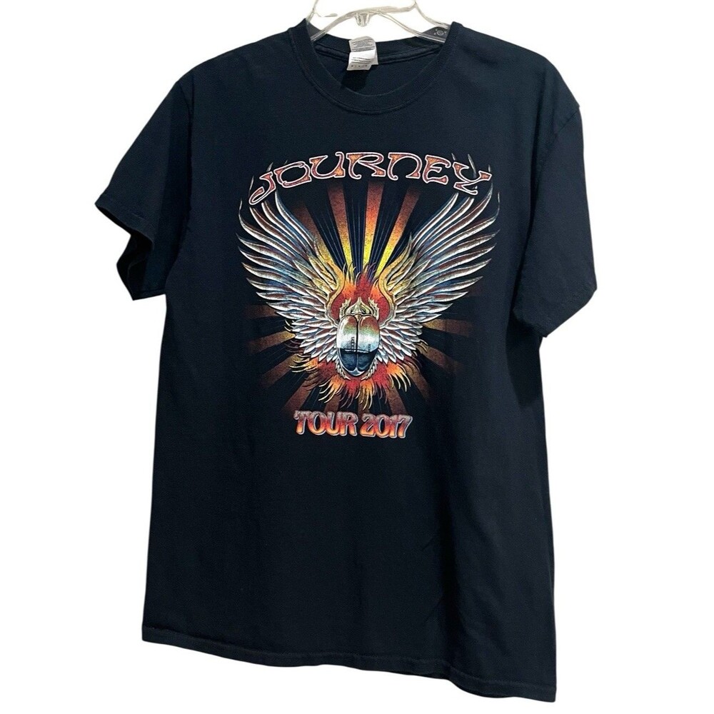 Journey Men’s Band T-Shirt M 2017 Tour Black Short Sleeve Gildan Cotton